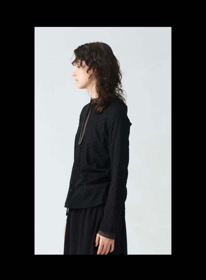 【mizuiro ind 】メッシュドットクルーネックプルオーバー　ブラック　F