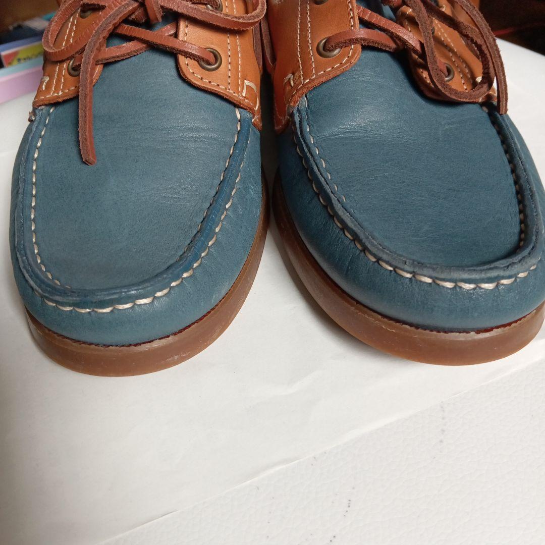 美品★着用2回パラブーツParabootバース モカシンデッキシューズ 青/茶