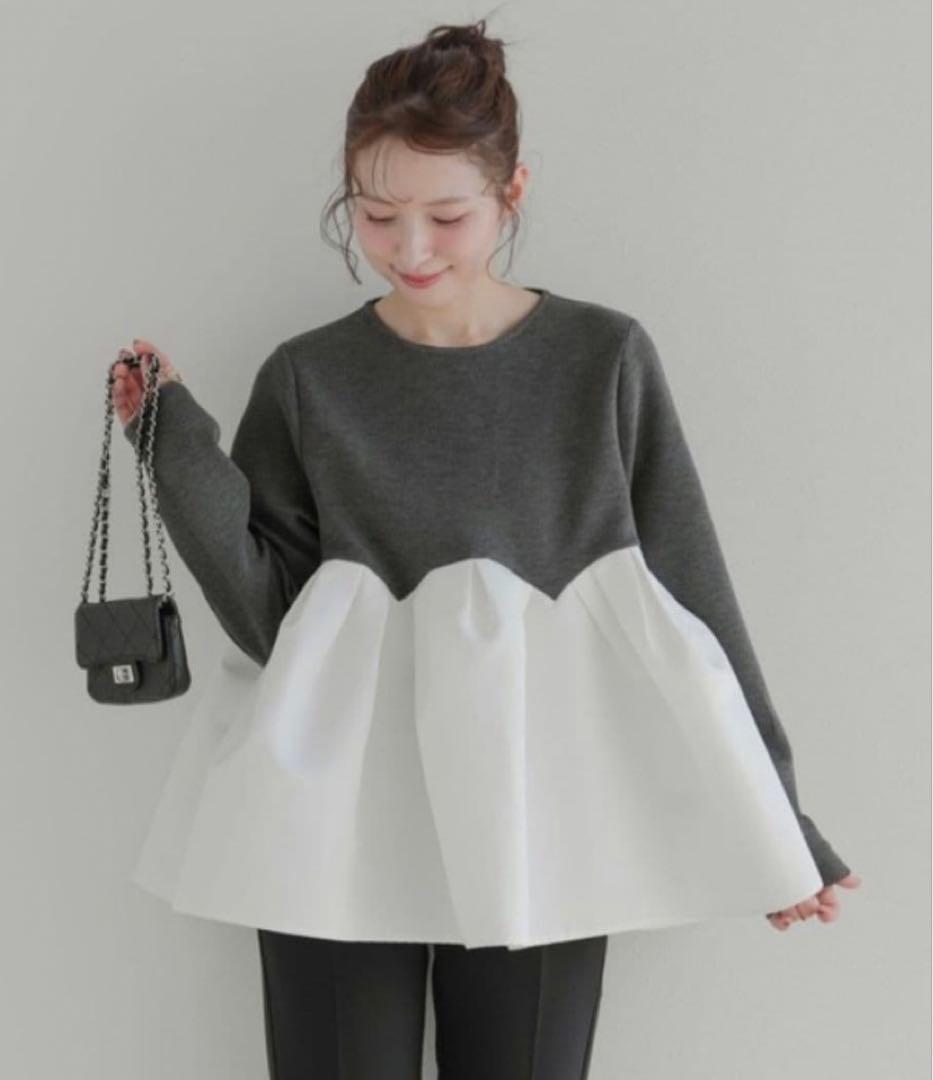 【新品未使用タグ付き】フィットモア　ボリュームタックペプラムトップス