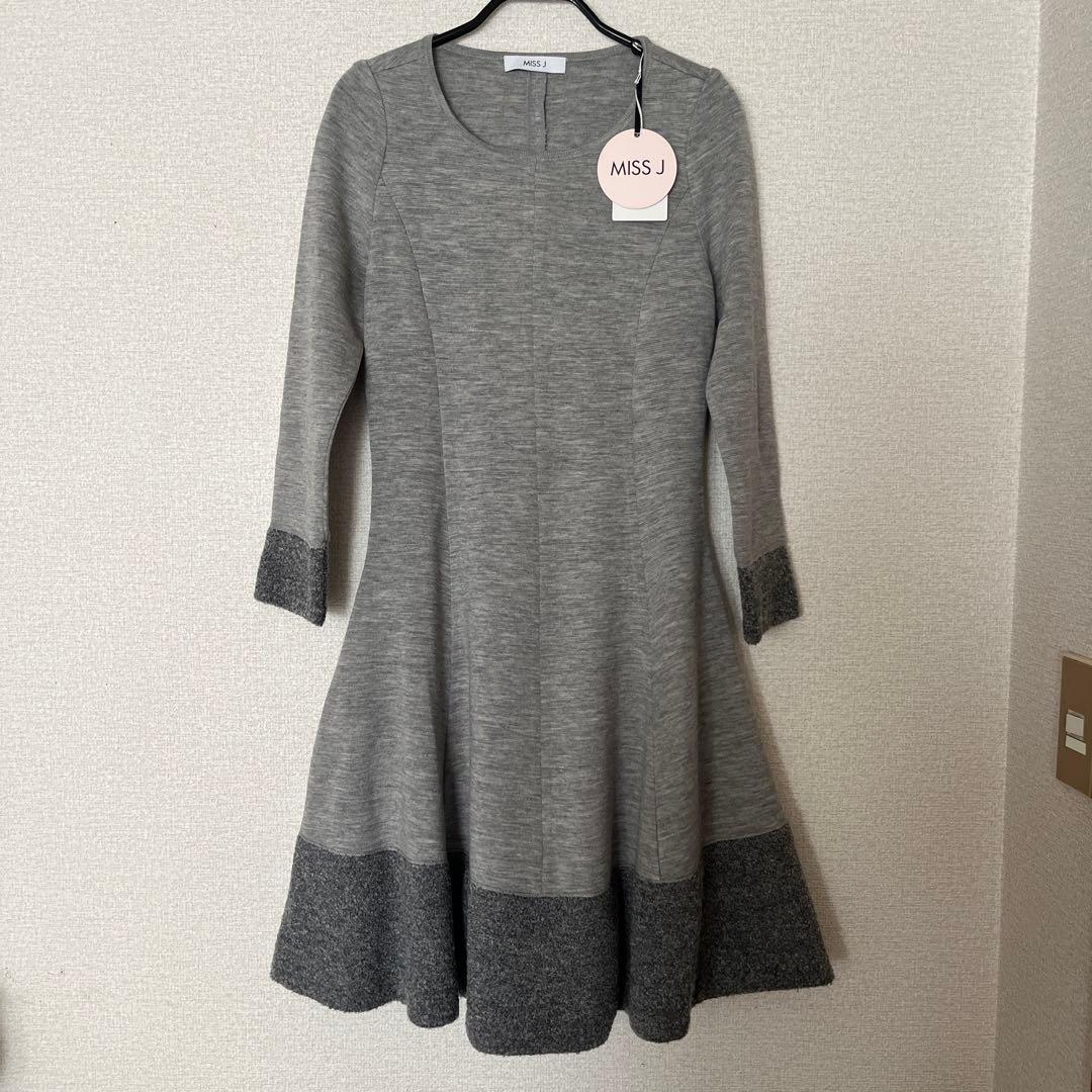 MISS J グレー ニット Aライン ワンピースMサイズ