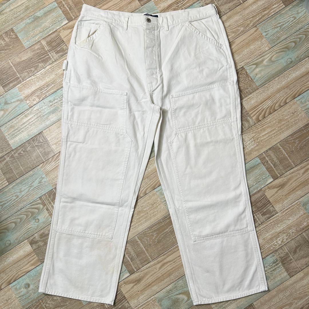 90s ラルフローレン ダブルニー ペインターパンツ ホワイト W40L30