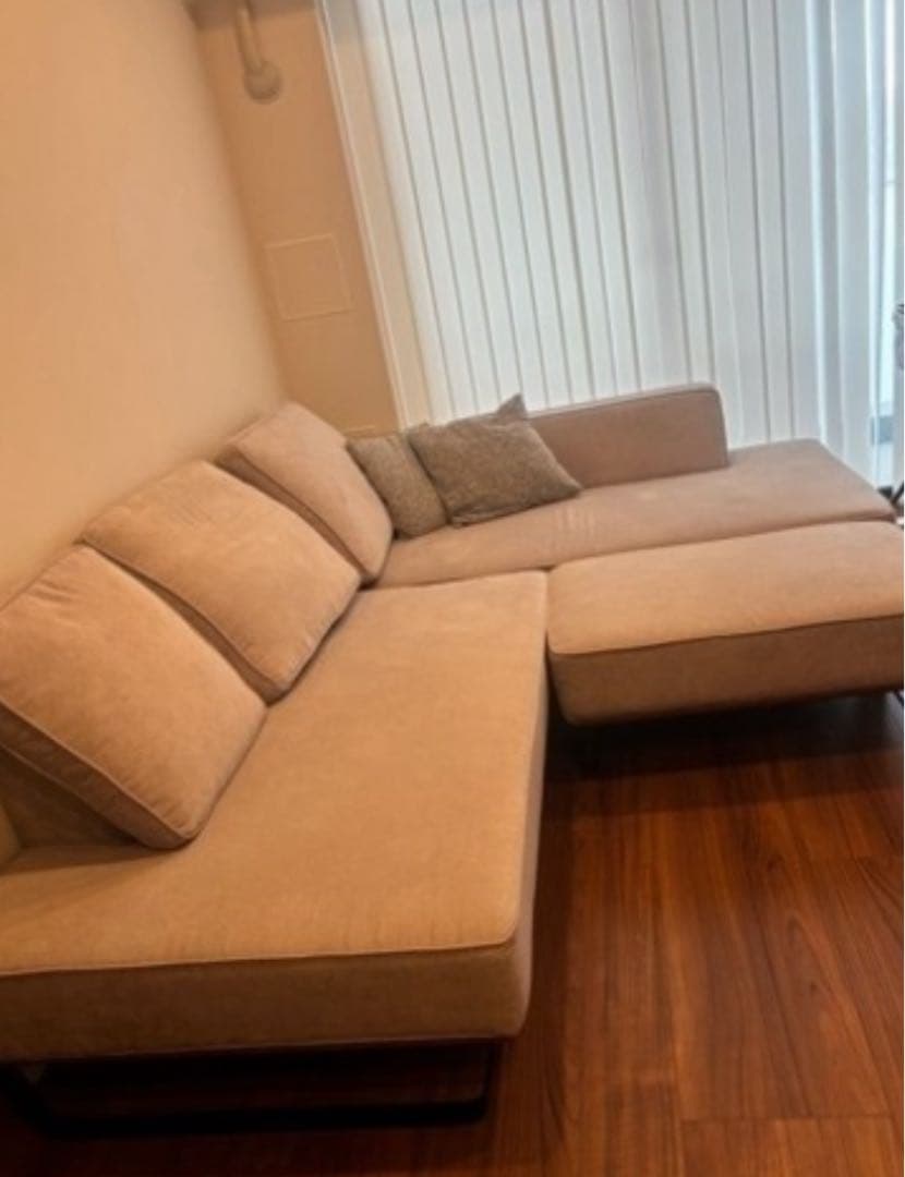 ベージュ L字型ソファ　福岡市から配送