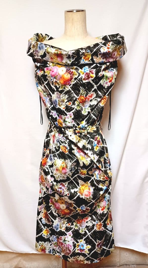 ヴィヴィアンウエストウッド　2015SSフローラル柄コルセットロングドレス