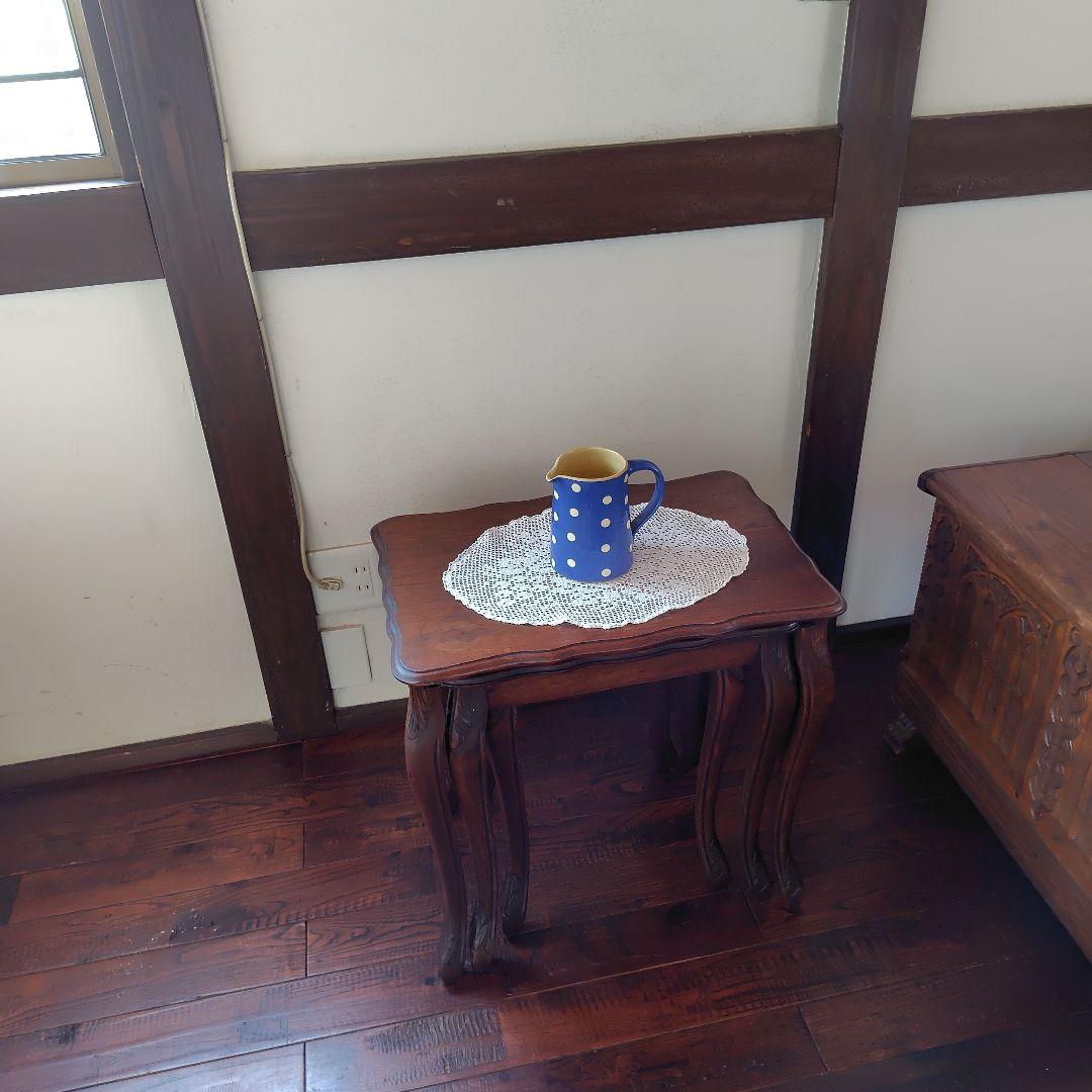 アンティーク　イギリス　猫足ネストテーブル　サイドテーブル