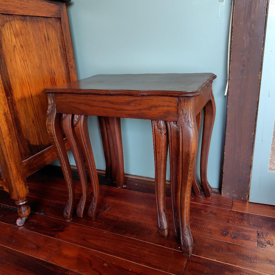 アンティーク　イギリス　猫足ネストテーブル　サイドテーブル