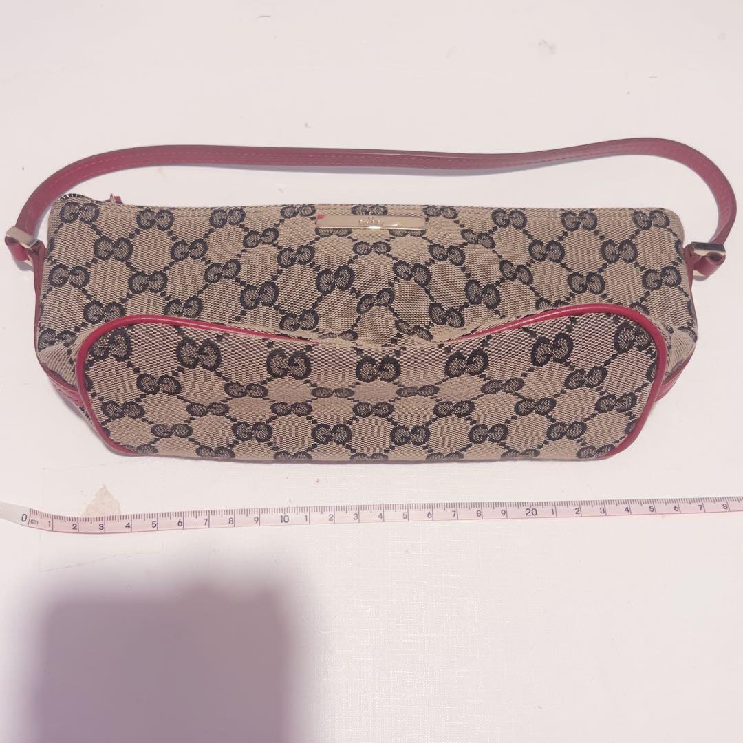 GUCCI アクセサリーポーチ GG柄 レッド ブラウン ハンドバッグ