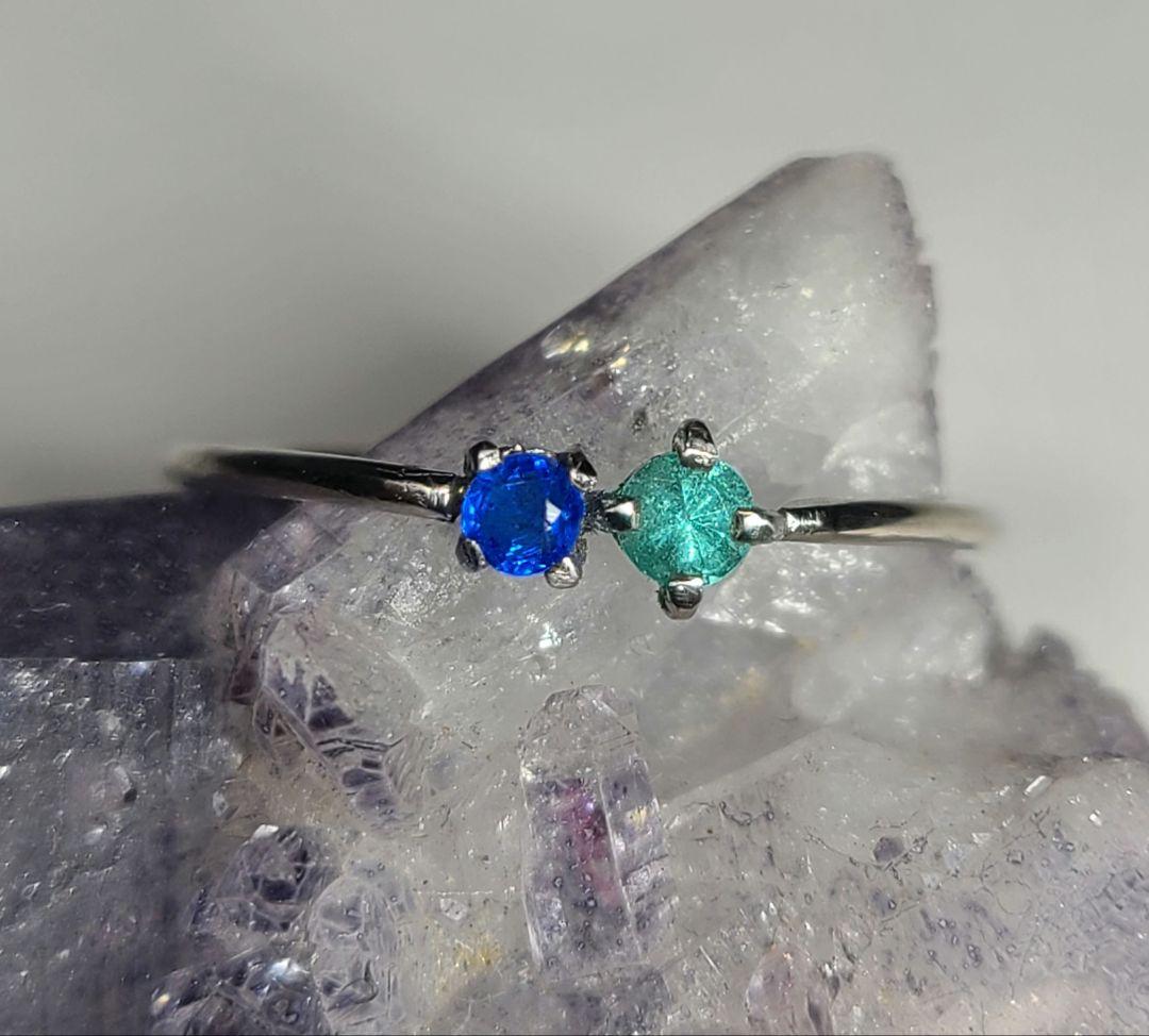 素晴らしい共演!!★バターリャパライバトルマリン&アウイナイトリングPt900★