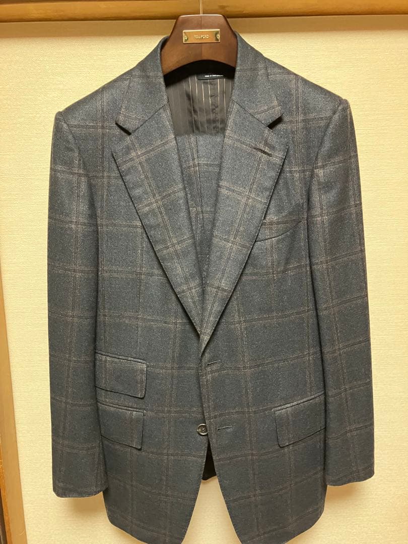 TOM FORD チェック柄ジャケット グレー