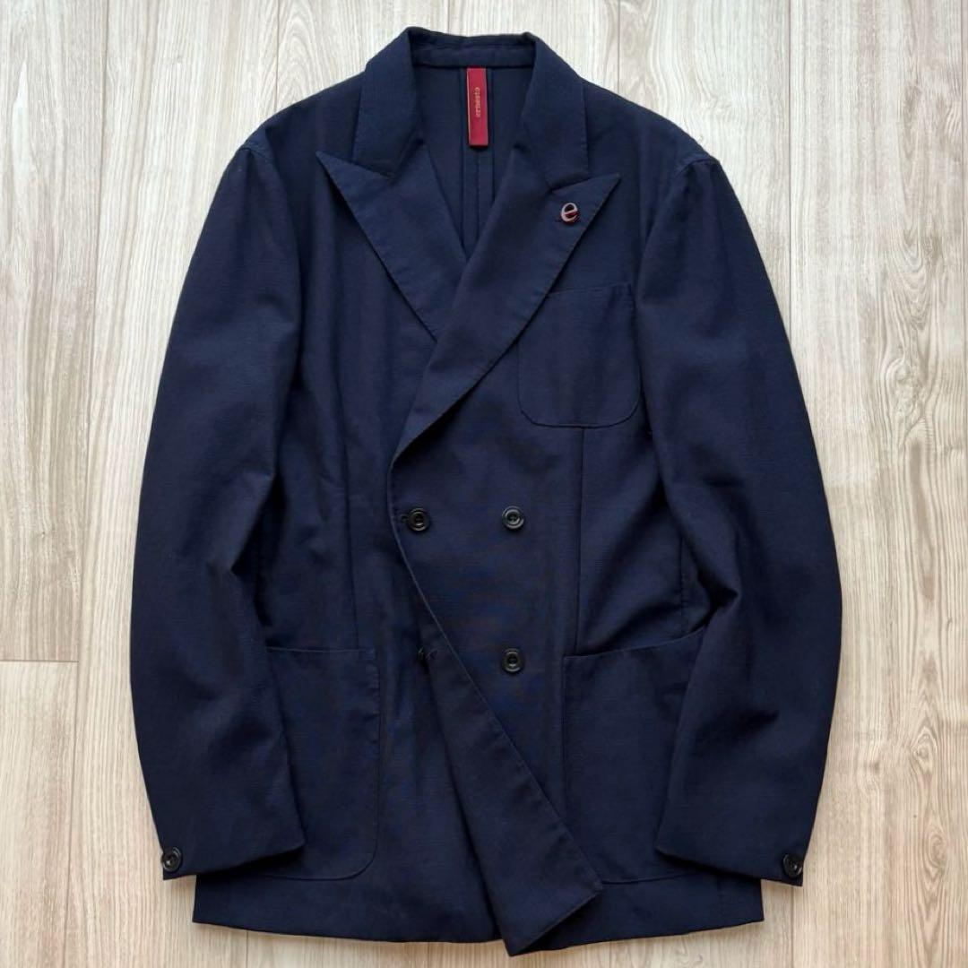 【美品】ernesto エルネスト アンコンジャケット 48 ネイビー イタリア