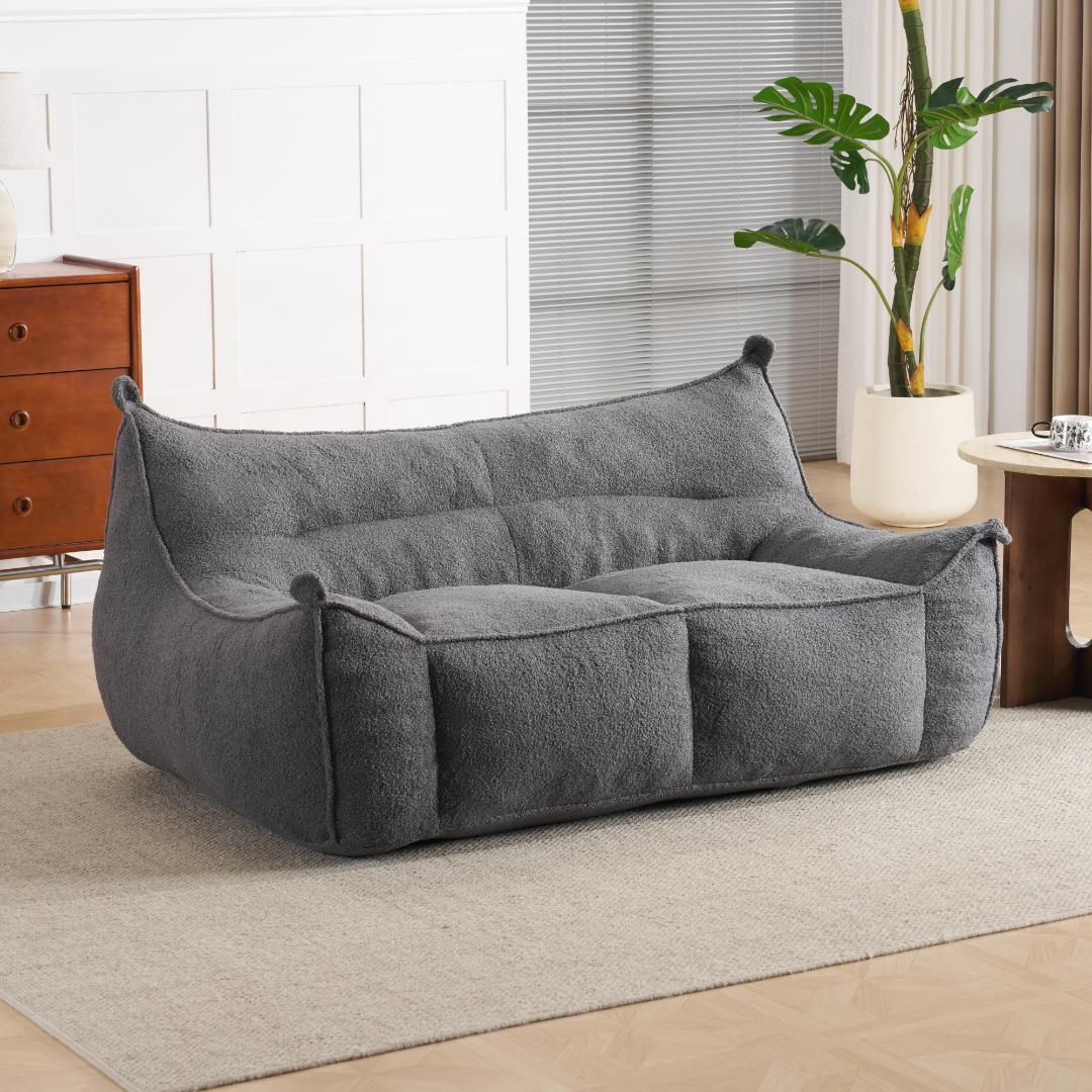 【二人掛けソファ / ダークグレー】圧縮ソファ クッションソファー ふわふわ感