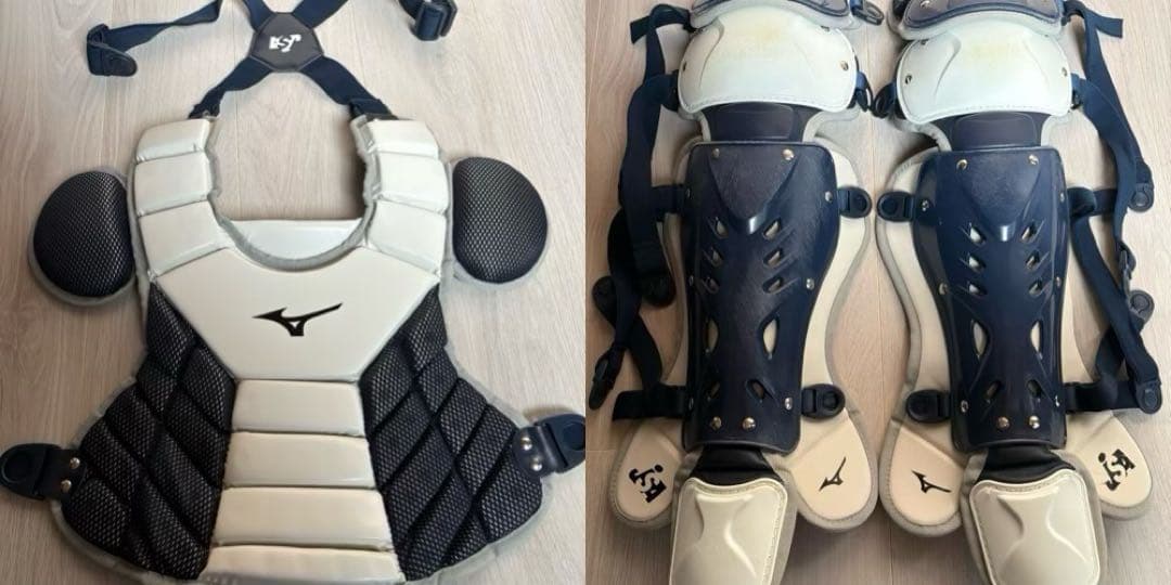 ミズノ　ソフトボール　キャッチャー防具　プロテクター　レガース　セット