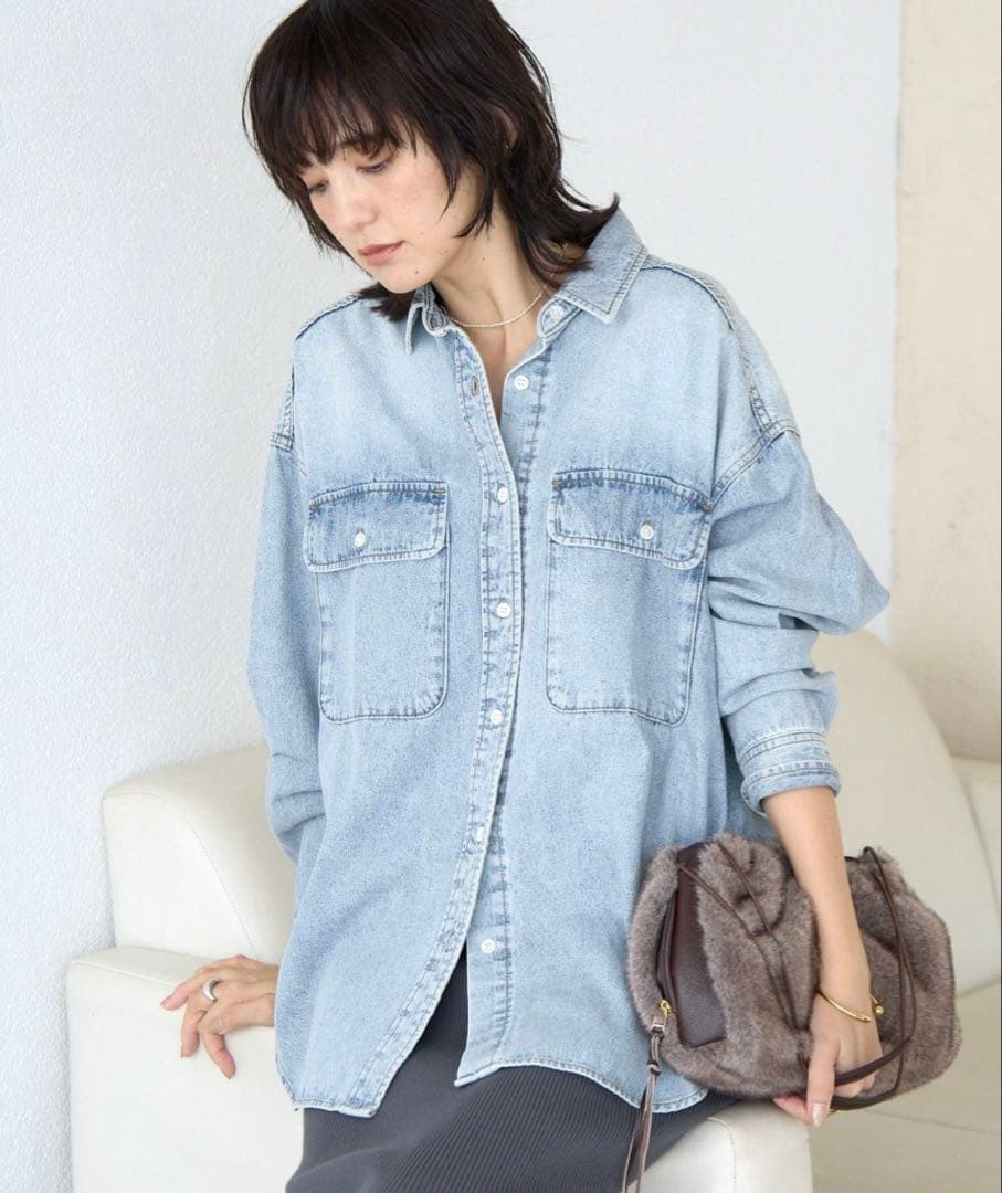 【MONN.:.(モン)】Lightビッグデニムシャツ
