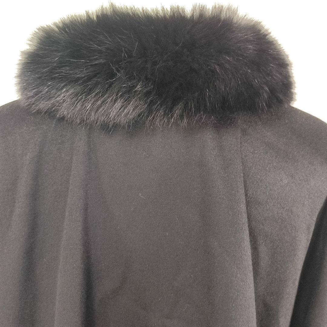 美品　SAGA FURS　ケープ　カシミヤ × 染めブルーフォックス　ブラック