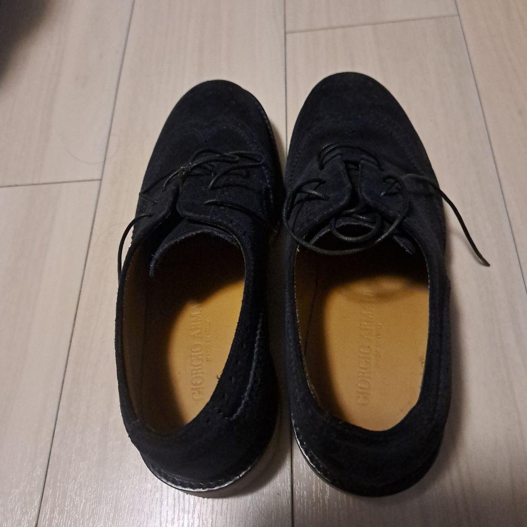 ジョルジオアルマーニ黒 スエード シューズ　ウィングチップ