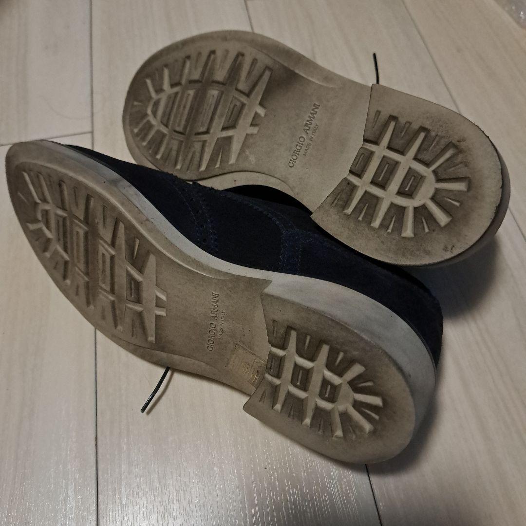 ジョルジオアルマーニ黒 スエード シューズ　ウィングチップ