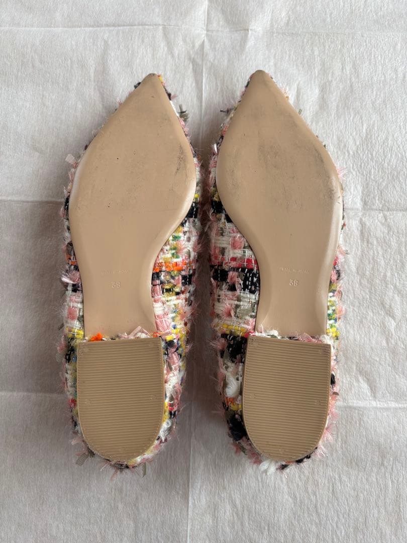 PIPPICHICツイードフラットパンプスピンク　24cm サイズ38ほぼ新品