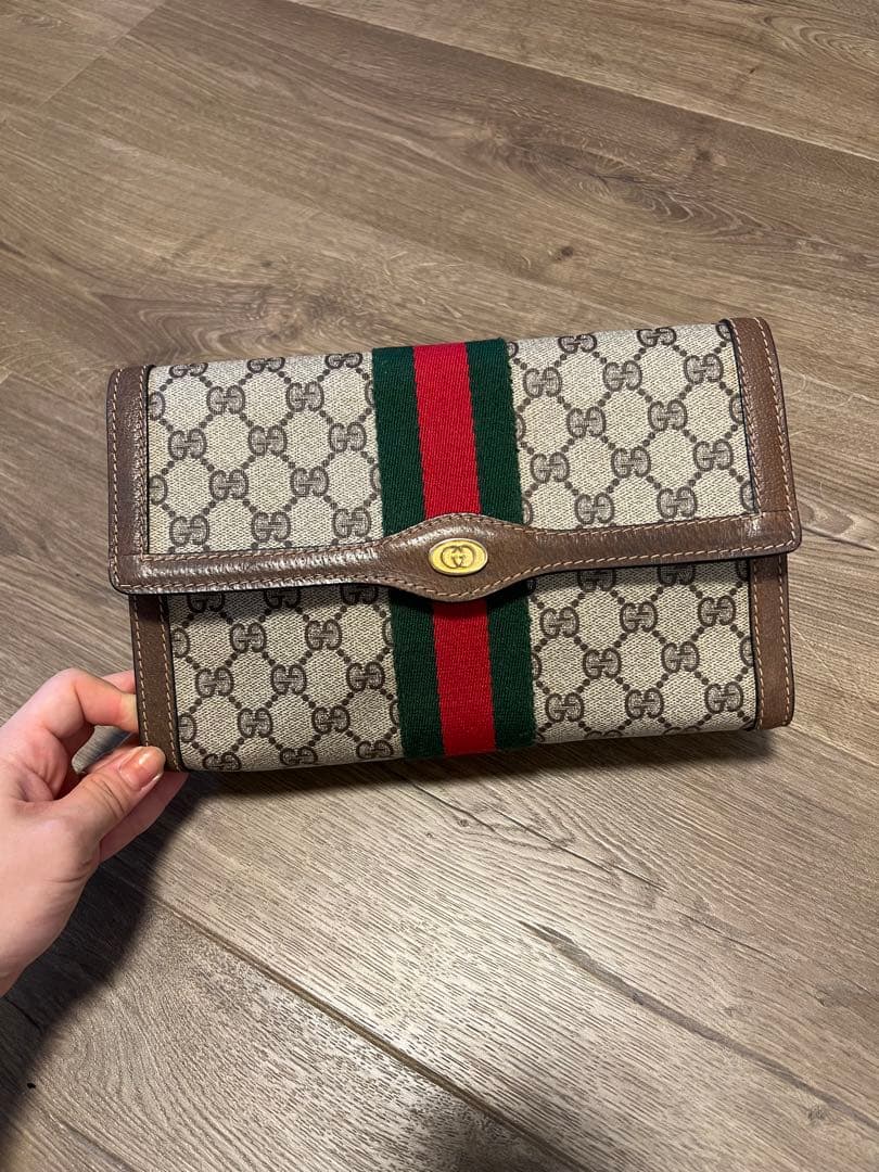 【人気】オールドグッチ　Gucci GGパターン クラッチバッグ