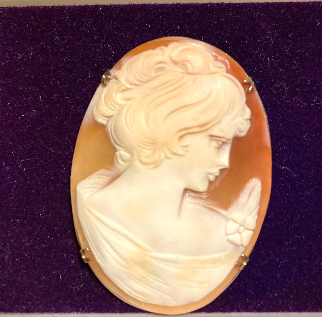 天然シェルカメオ アンティーク プローチ　ペンダント