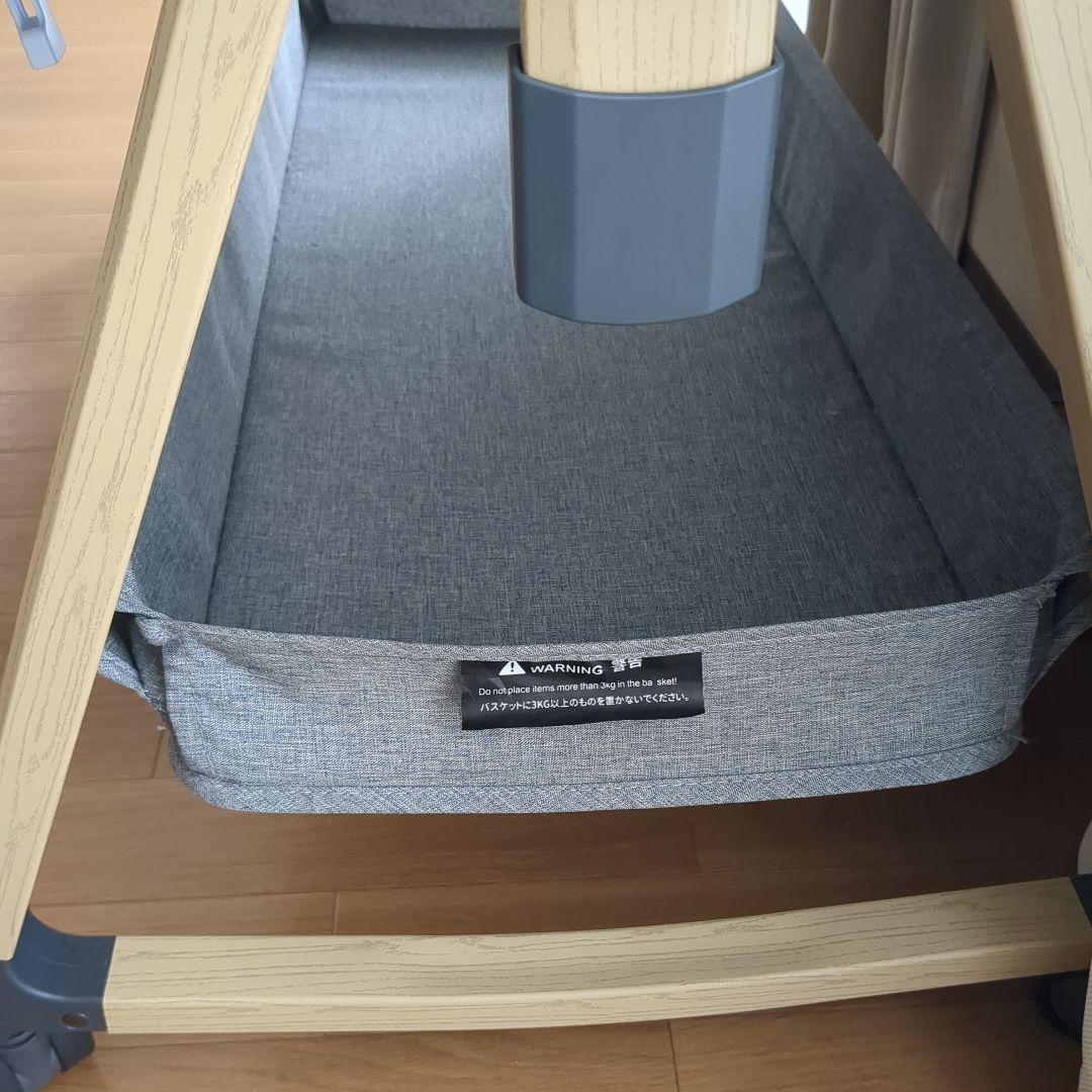 HZDMJ グレー ベビーベッド メッシュサイドパネル 高さ調整機能