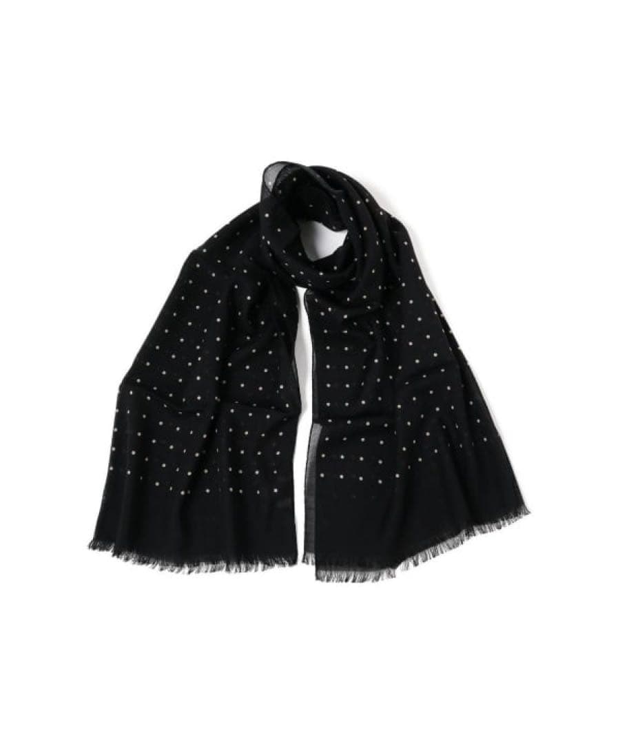 Holliday & Brown ウールシルク ドット ストール　ブラック