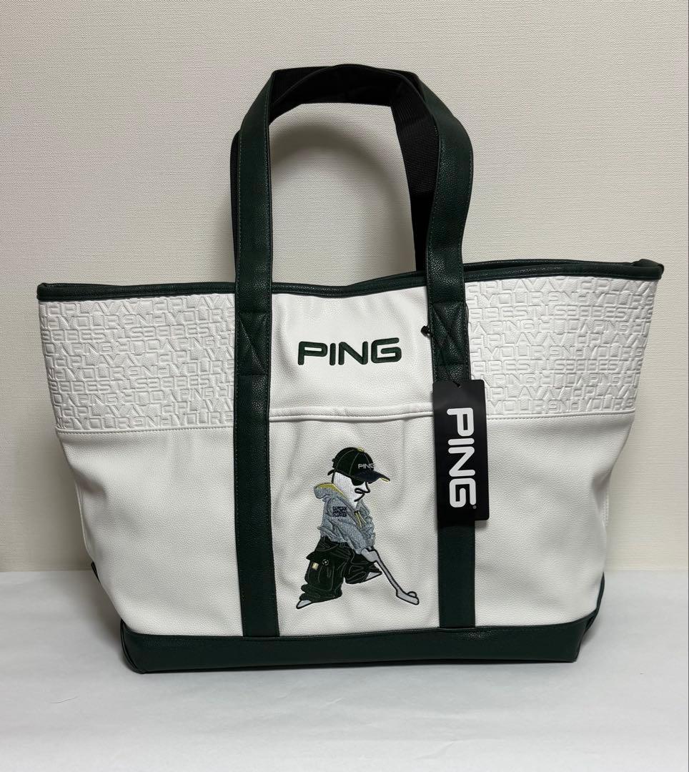 新品 PING GB-N2507 トートバッグ 白×緑