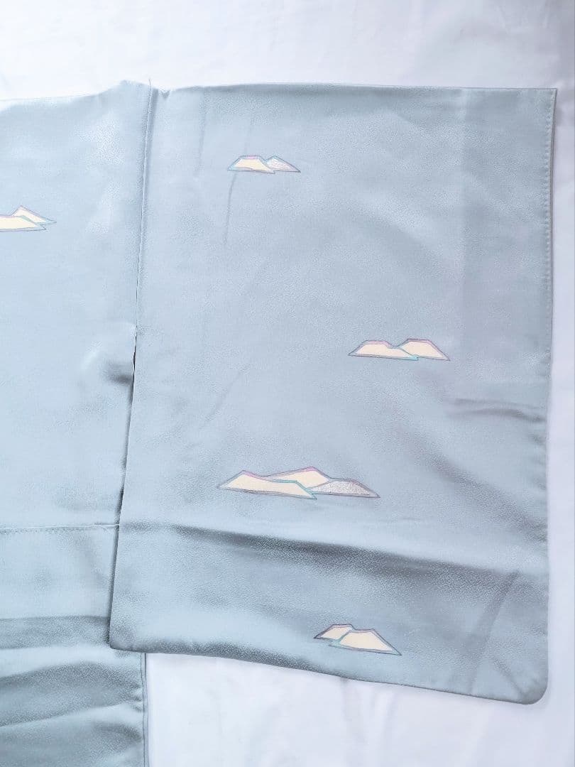 大人の着物海空柄雲水色紺色氷河青ネイビーブルー女袷着物グラデ付け下げ訪問着絵羽柄