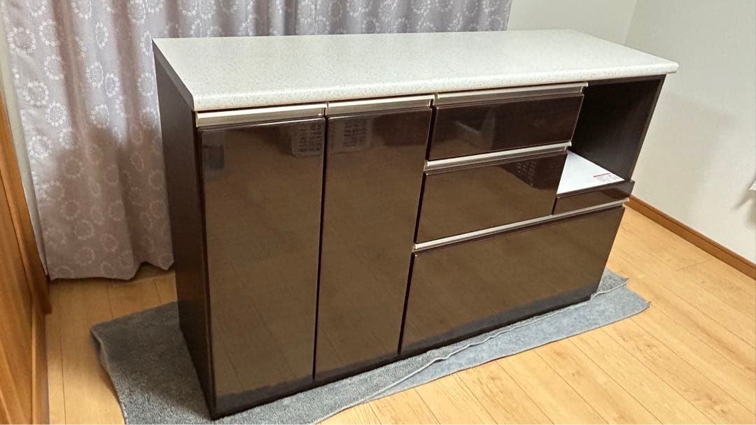 【Bross】ニトリ キッチンカウンター 140cm ダークブラウン