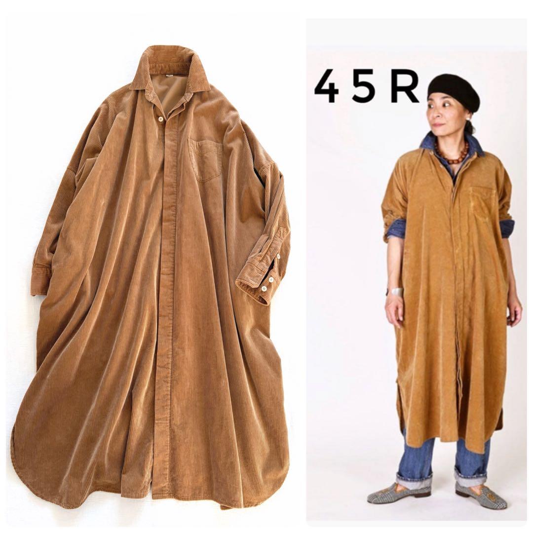 45R ▲∴☻ シャツコーデュロイのビッグシャツドレス ワンピース 定価5.3万