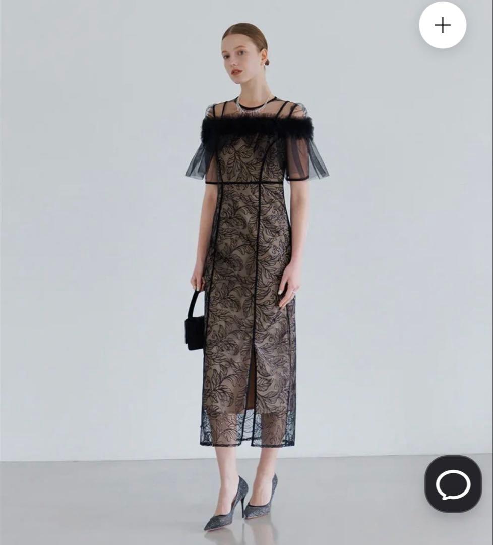 LEJA3WAYフラワーチュールアシンメトリーラインドレスワンピース2点セット