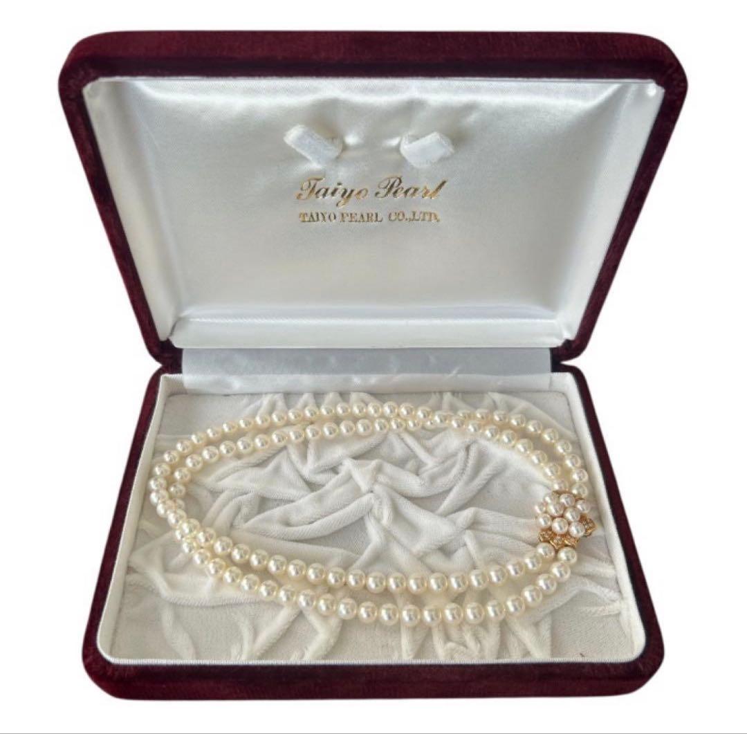 K18 パール　2連　ネックレス　鑑別書付