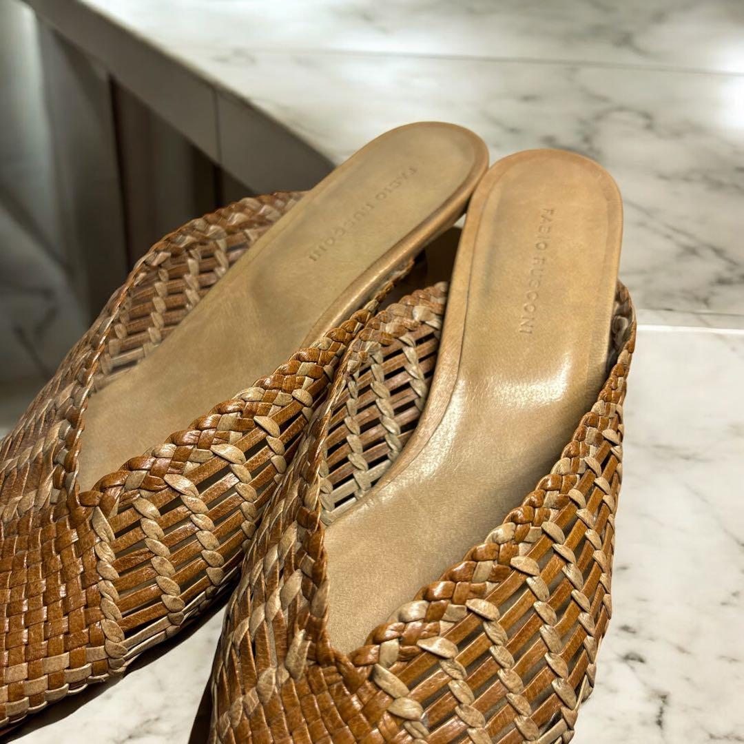 美品　FABIO RUSCONI ミュール　メッシュ　ブラウン