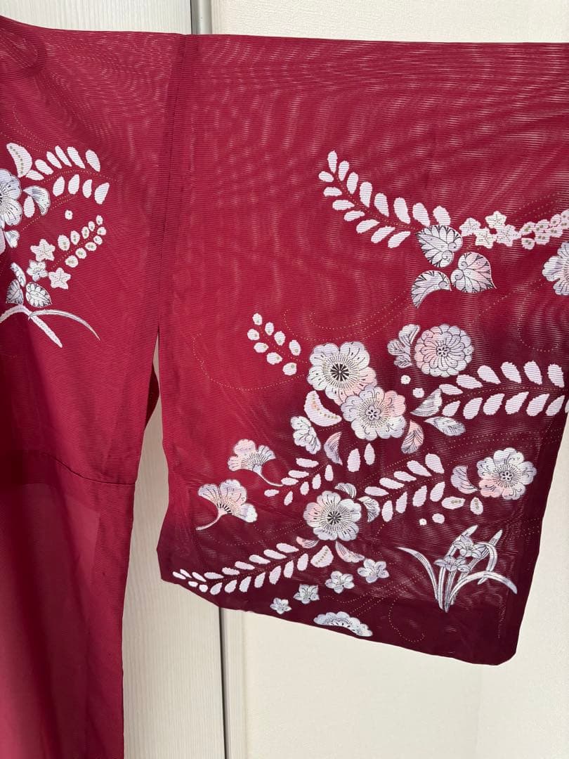 着物　夏用　ワインレッド　サイズL〜LL
