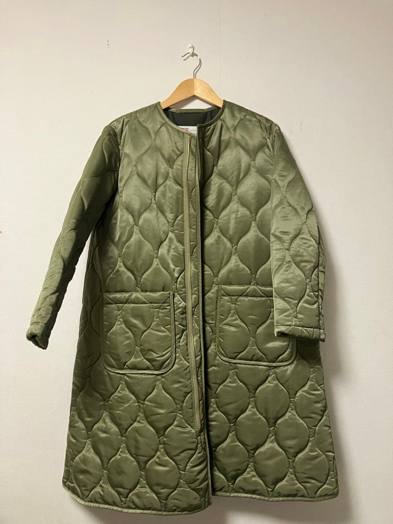 M*O様 トラドィショナルウェザーウェアノーカラーロングジャケット カーキ36サ