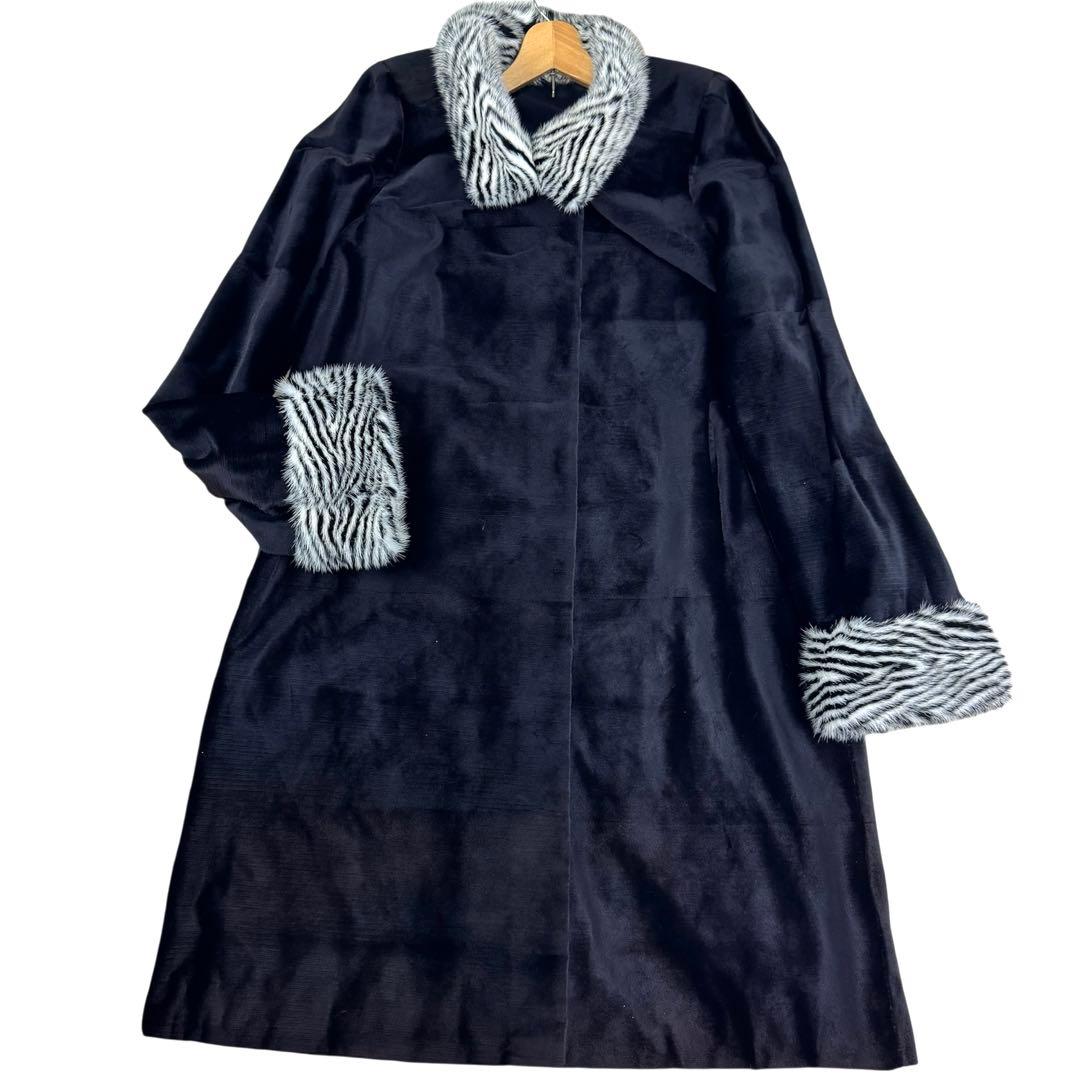 総丈112cm ミンク シェアード 染め ファーコート 本毛皮 なめし柔らか