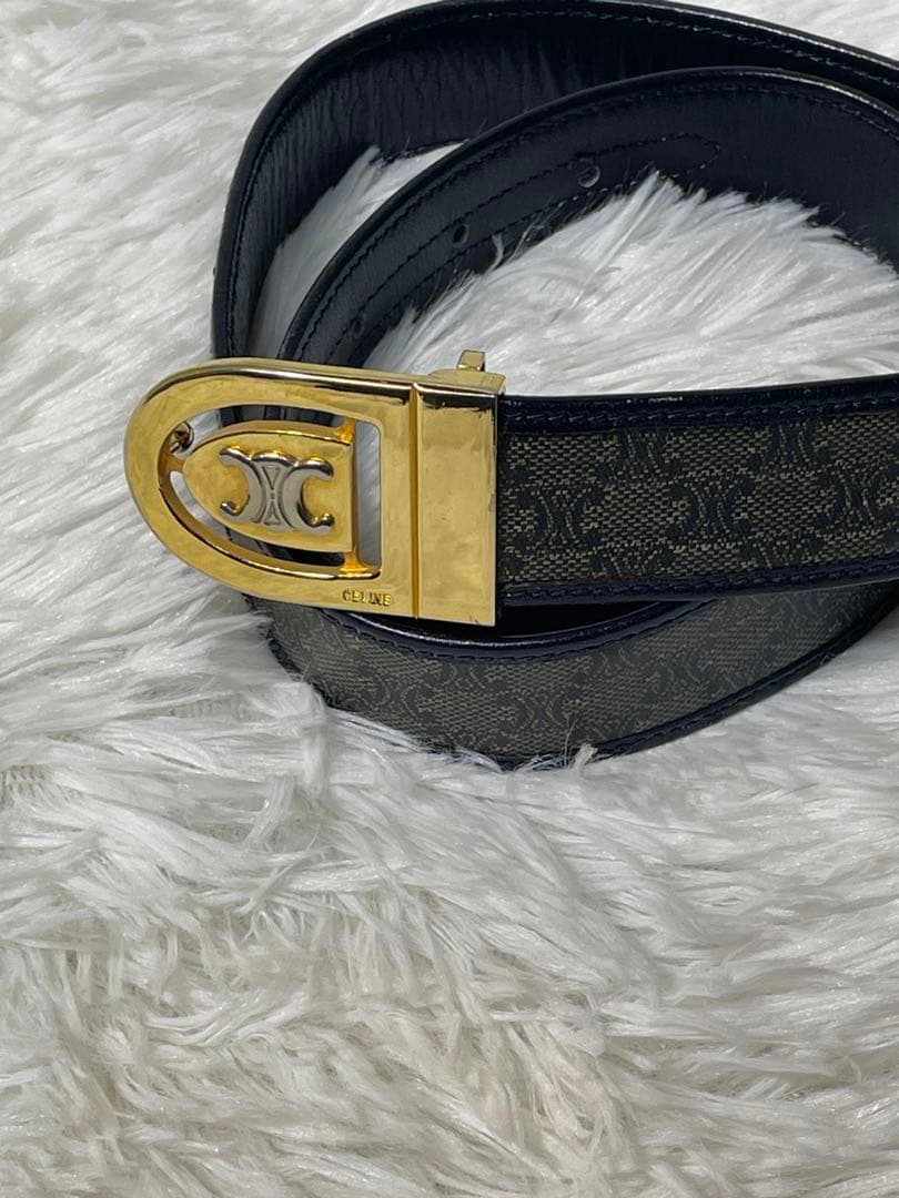 CELINE セリーヌ マカダム柄 本革　レザーベルト トリオンフ　イタリア製