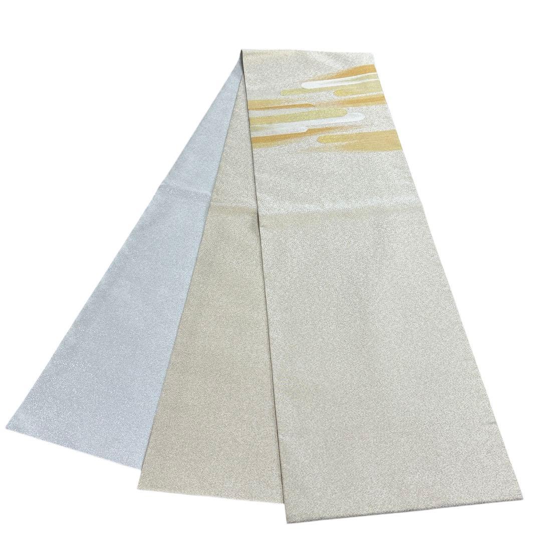 AA21未着用　袋帯 大太鼓 手おり　綴れ　金銀通 正絹 着物