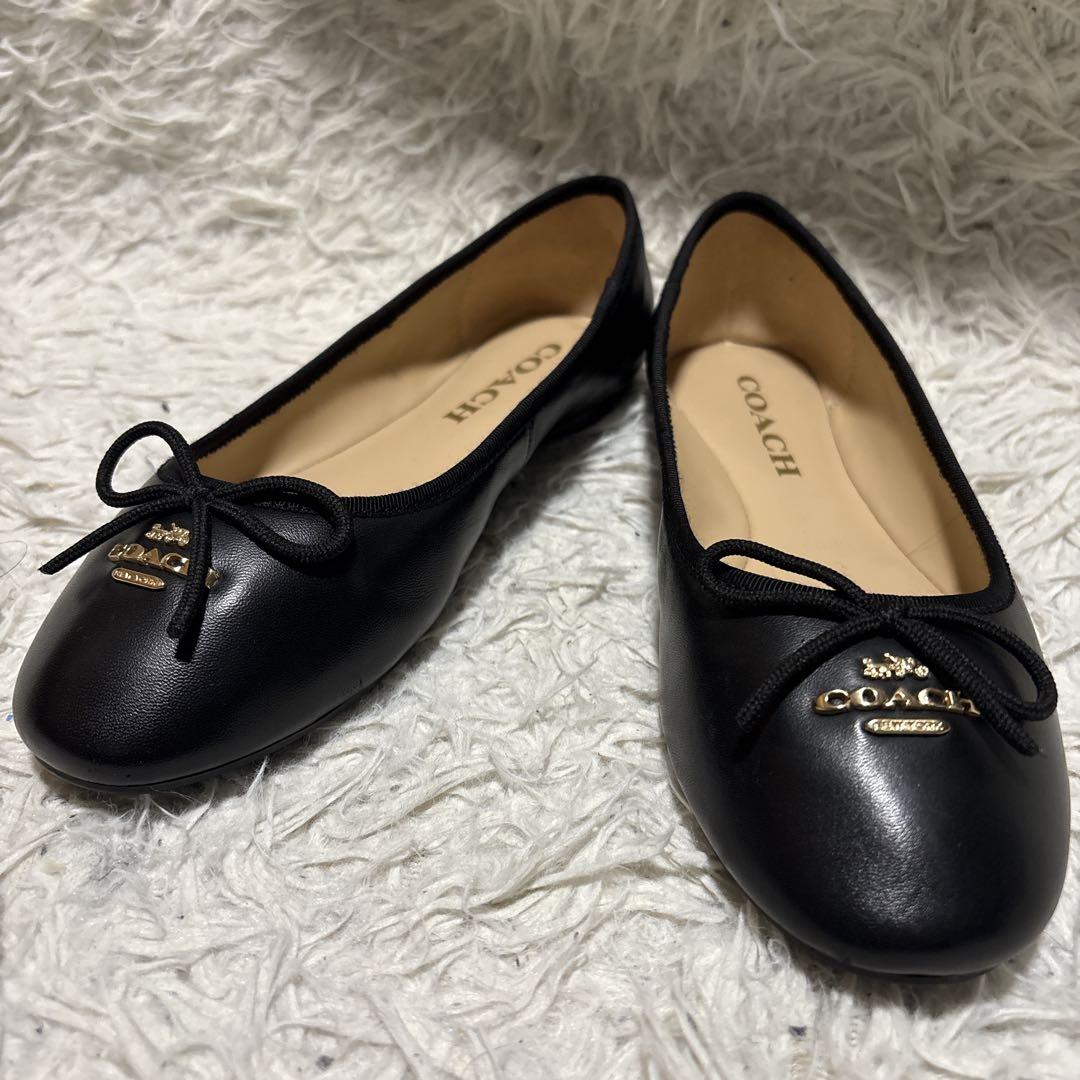 COACH コーチ バレエシューズ フラットシューズ 黒 5C レザー