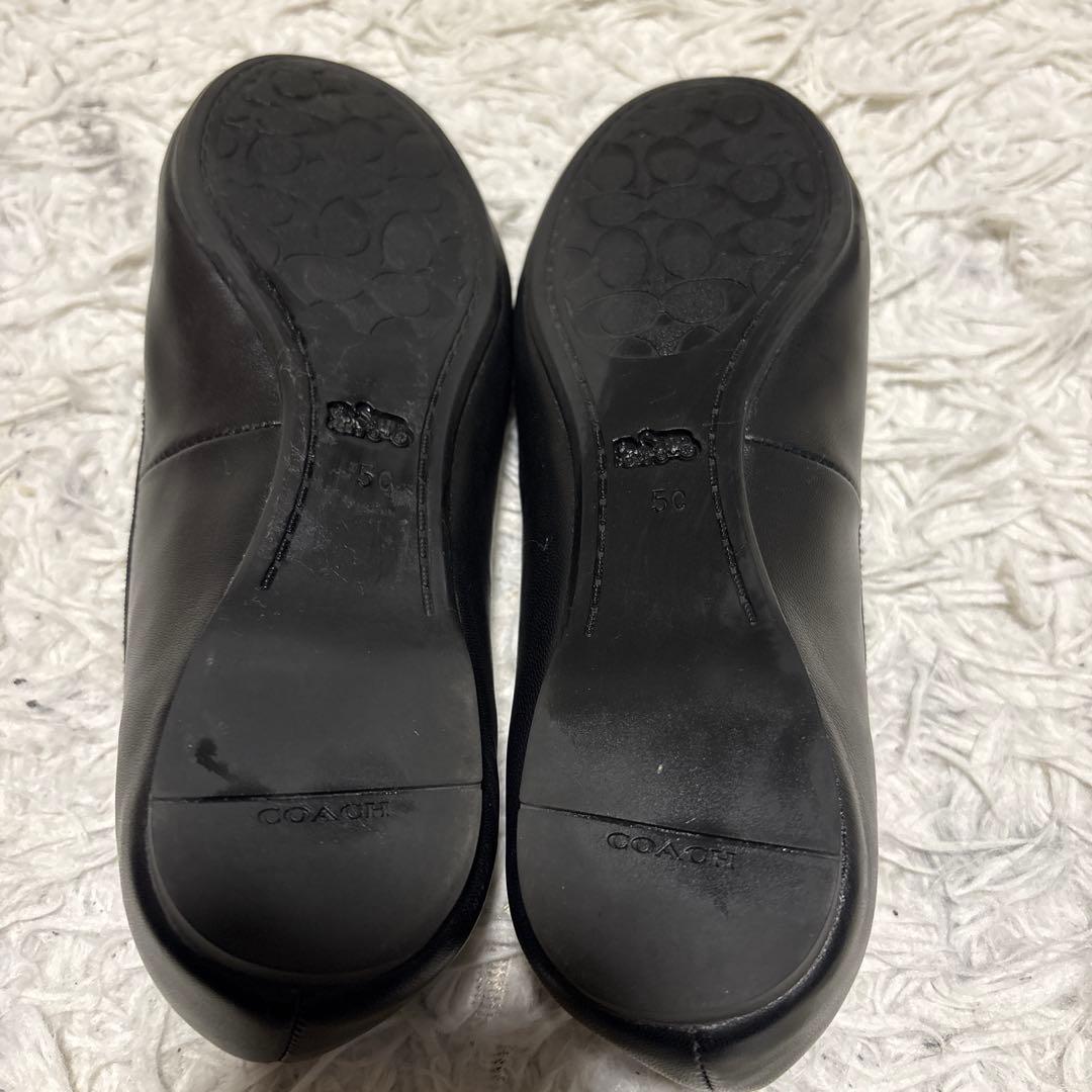 COACH コーチ バレエシューズ フラットシューズ 黒 5C レザー
