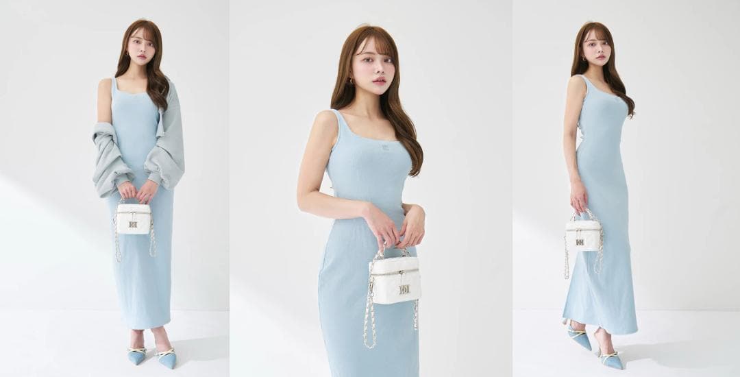 ダーリッチ darich シェイプリブカットロングワンピース ピンク FS