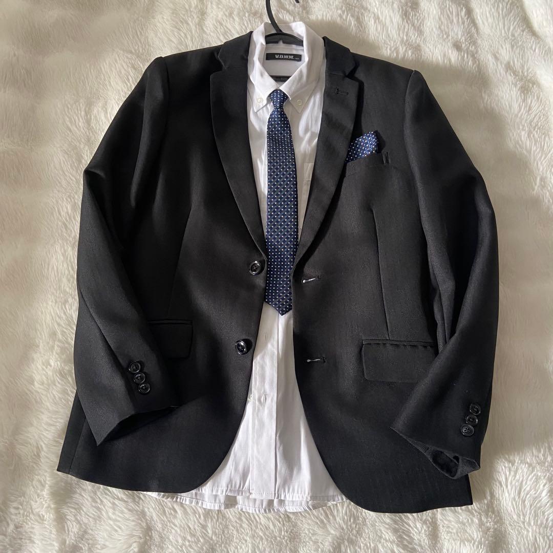 極美品★165 男の子 セットアップスーツ フォーマル 卒業式 黒　voww