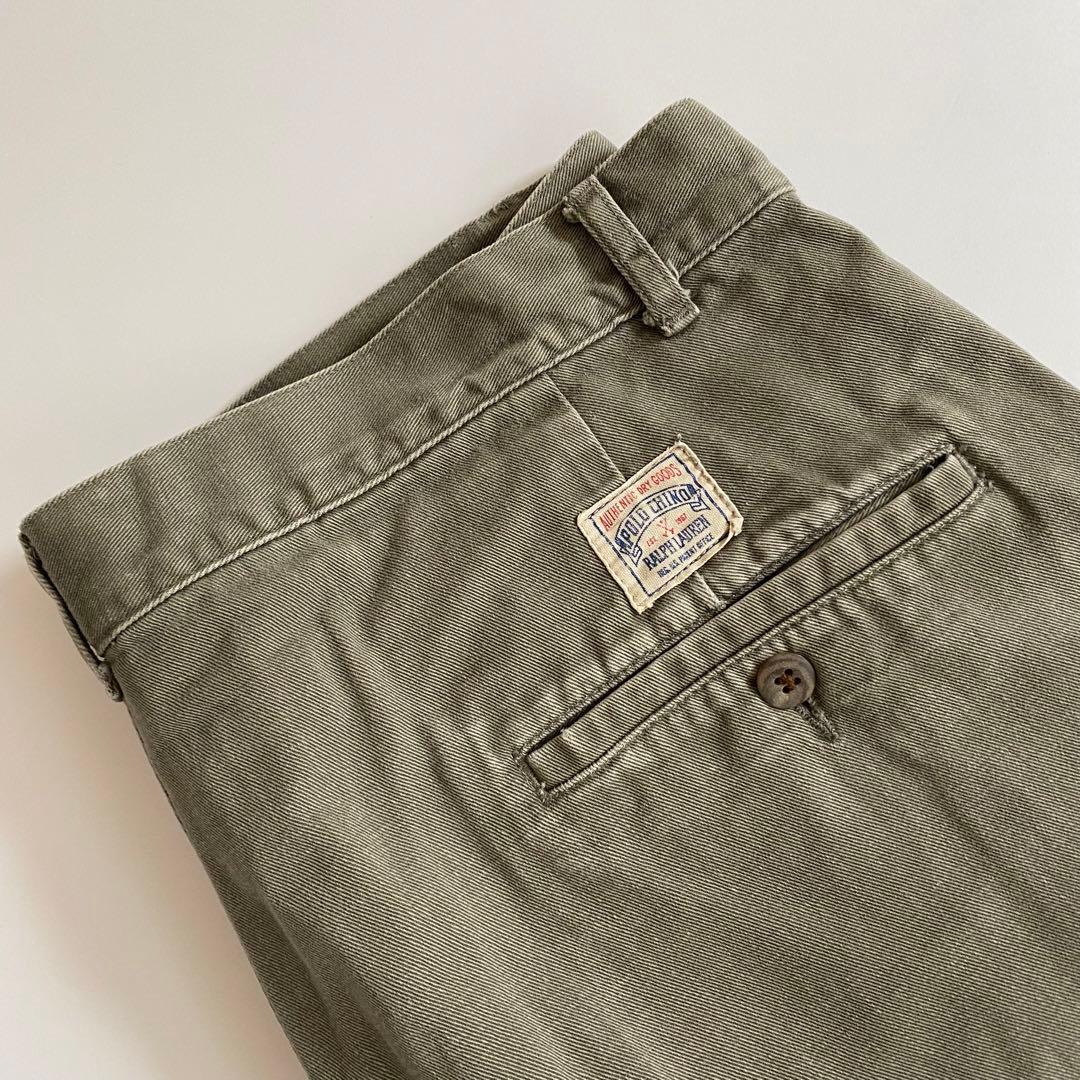 90s ポロラルフローレン ポロチノ 初期型 アンドリュー ツータック カーキ