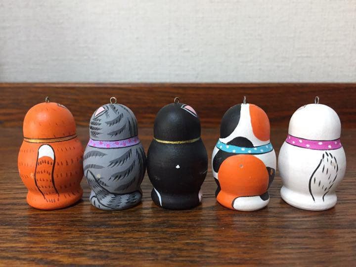 ＊訳あり ロシア雑貨☆ネコマトリョーシカ(6P)招き猫 縁起物 エカテリーナ作