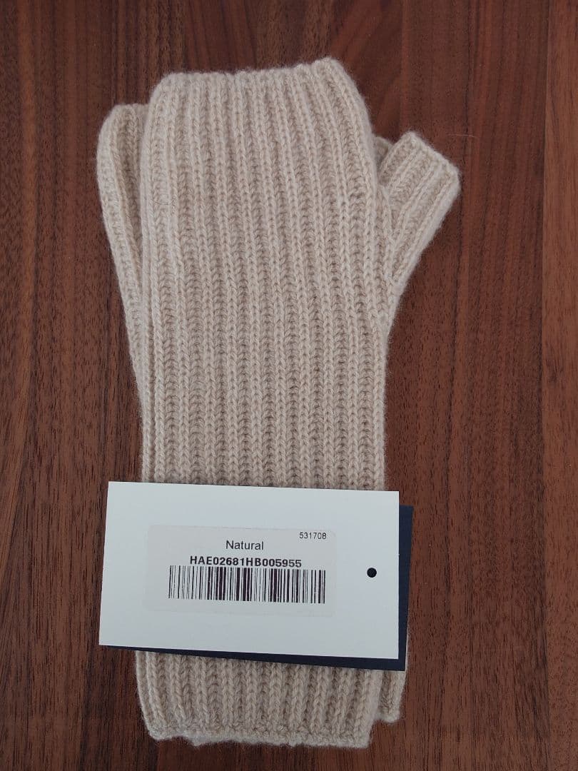 ジョンストンズ カシミヤフィンガーレスグローブ リブ 　ネイビー