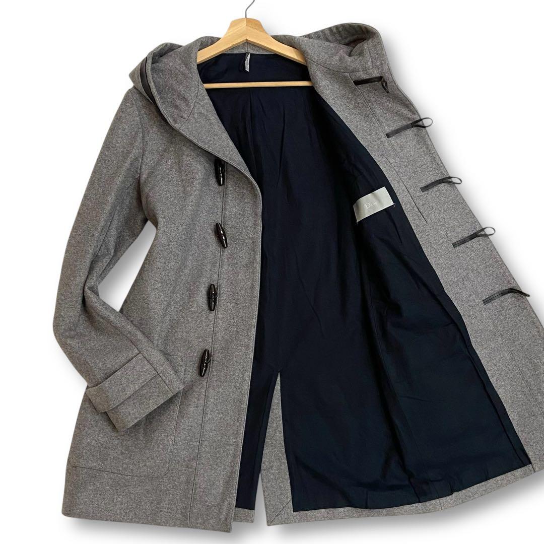 ディオールオム クリス期 ダッフルコート メンズ 50 ラムレザートリム ウール