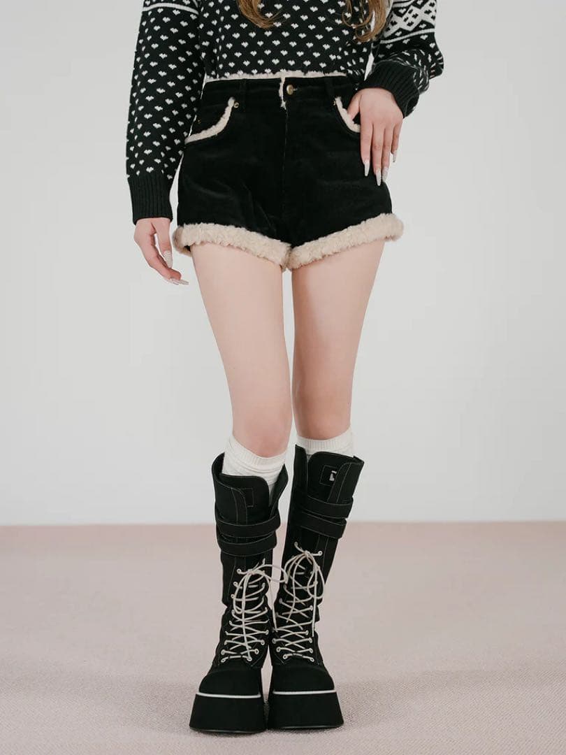 Darich ポイントボアコーデュロイショートパンツ　S