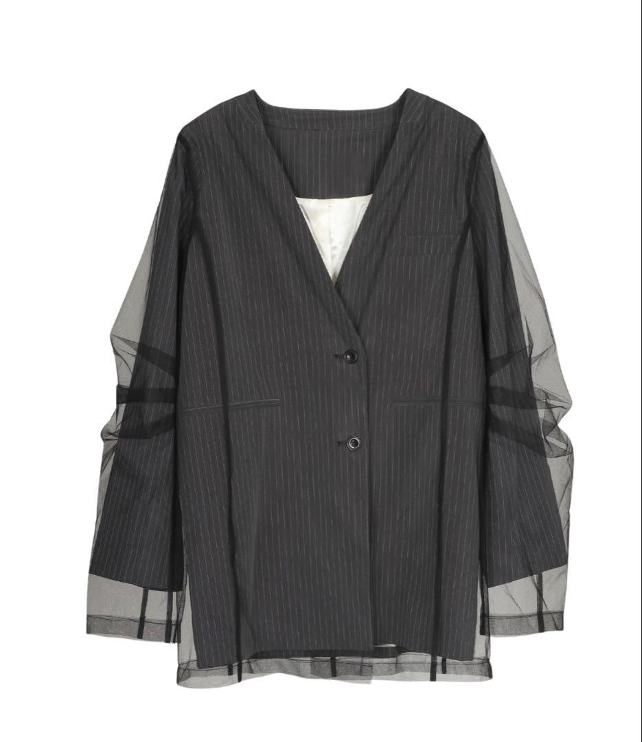 ジャケット・アウター ANDRESD stripe layered tulle jacket