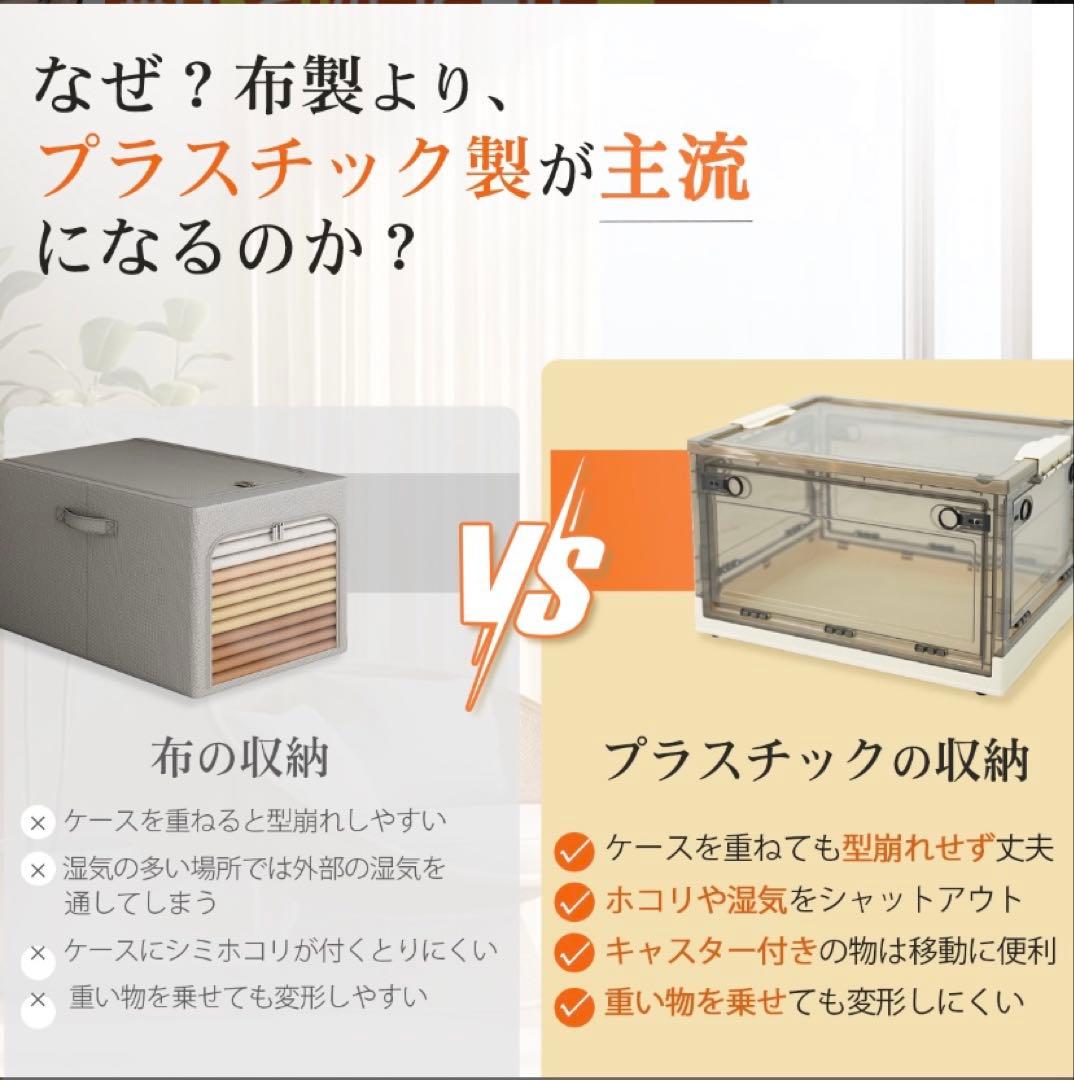 収納ボックス 折りたたみ　キャスター付き アイボリー5個 収納ケース コンテナ