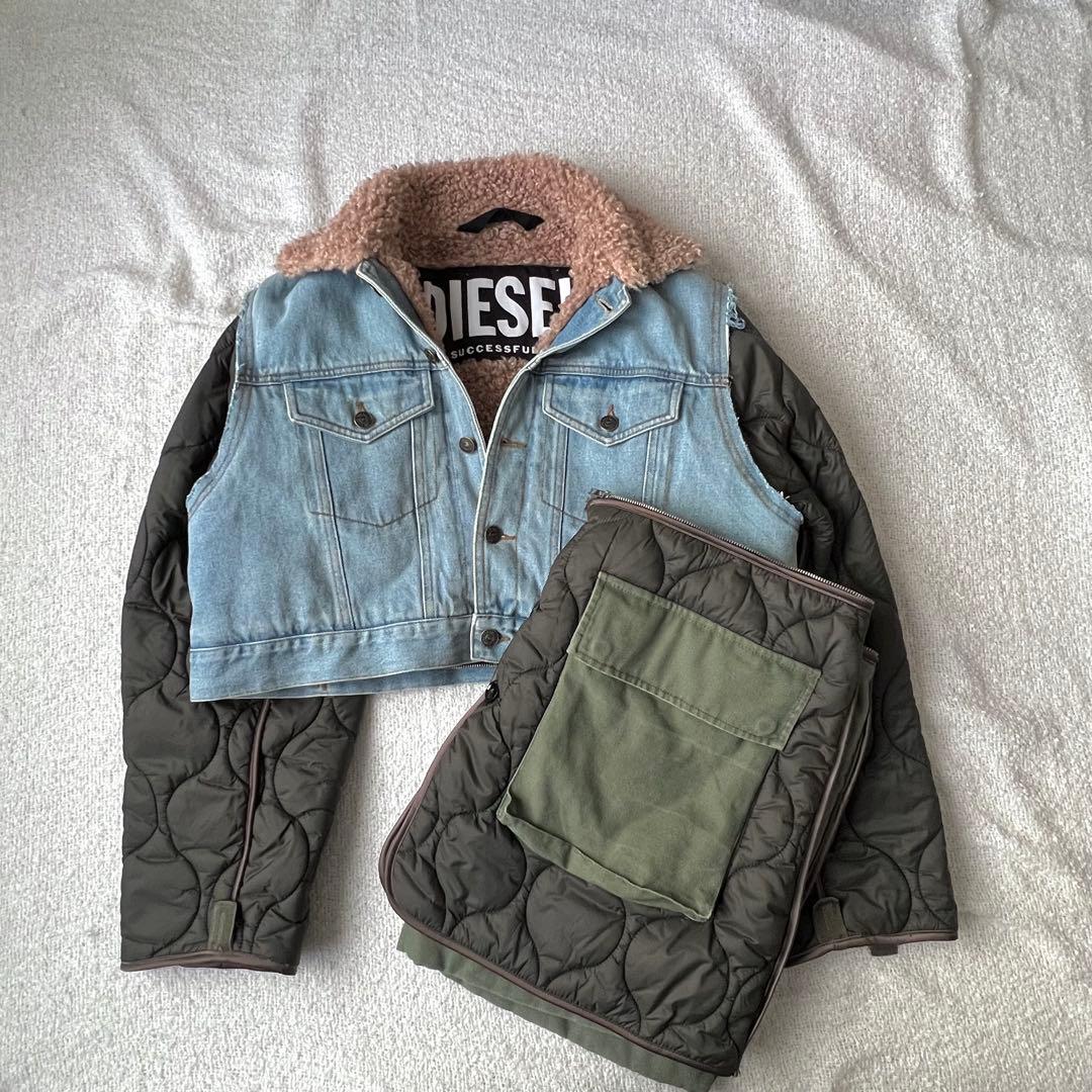 【美品】DIESEL 2wayキルティング切替デニムジャケットボア ユニセックス