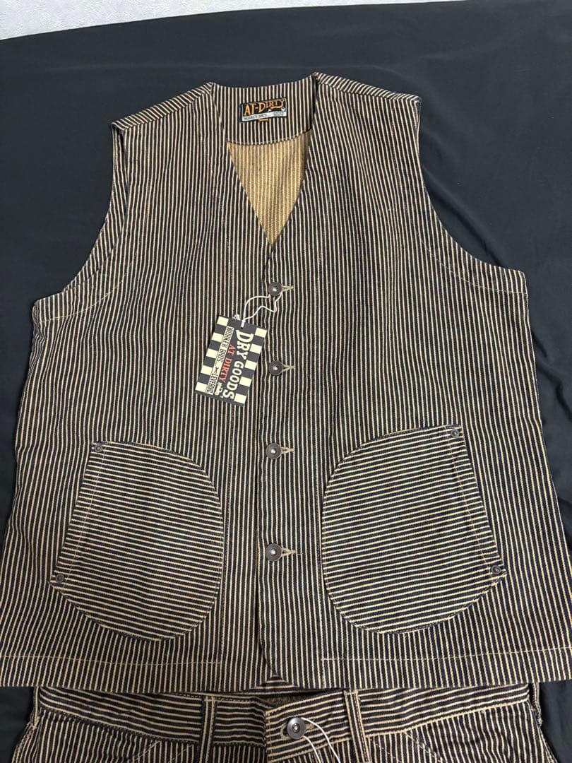 AT-DIRTY アットダーティー ヒッコリー ベスト パンツ XL 新品未使用