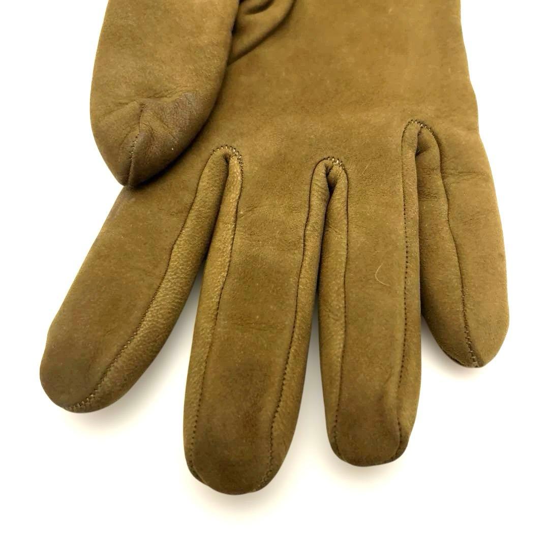 エルメス 手袋 グローブ スエード ブラウン系　シルバー金具 レディース